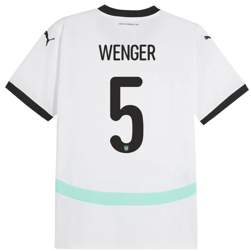 Danxen Mujer Camiseta Austria Claudia Wenger #5 Blanco 2ª Equipación 24-26 La Camisa México