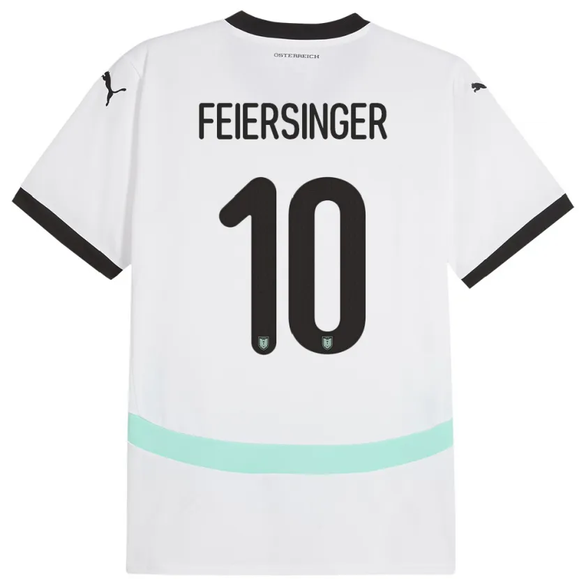 Danxen Mujer Camiseta Austria Laura Feiersinger #10 Blanco 2ª Equipación 24-26 La Camisa México