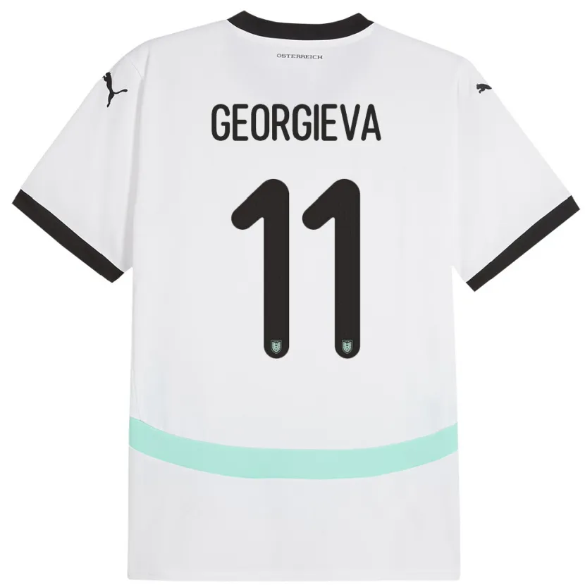 Danxen Mujer Camiseta Austria Marina Georgieva #11 Blanco 2ª Equipación 24-26 La Camisa México
