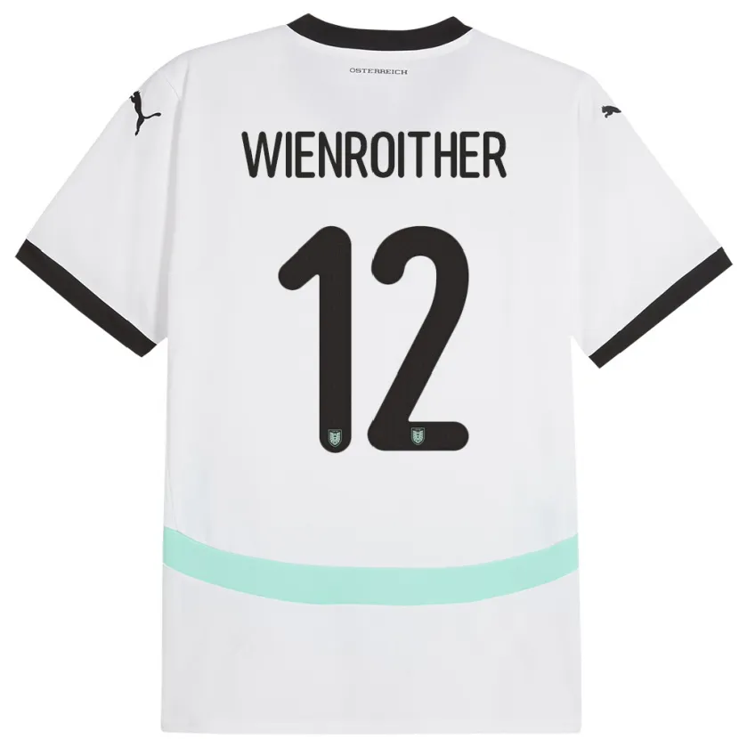 Danxen Mujer Camiseta Austria Laura Wienroither #12 Blanco 2ª Equipación 24-26 La Camisa México