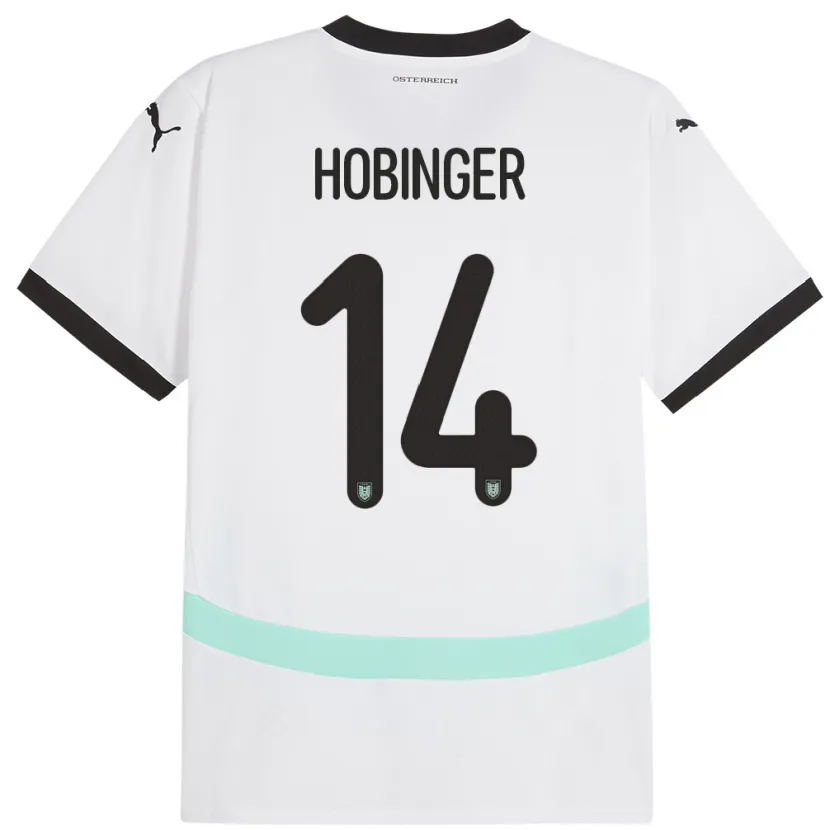 Danxen Mujer Camiseta Austria Marie Höbinger #14 Blanco 2ª Equipación 24-26 La Camisa México