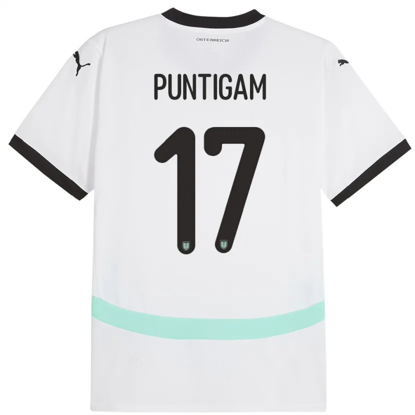 Danxen Mujer Camiseta Austria Sarah Puntigam #17 Blanco 2ª Equipación 24-26 La Camisa México