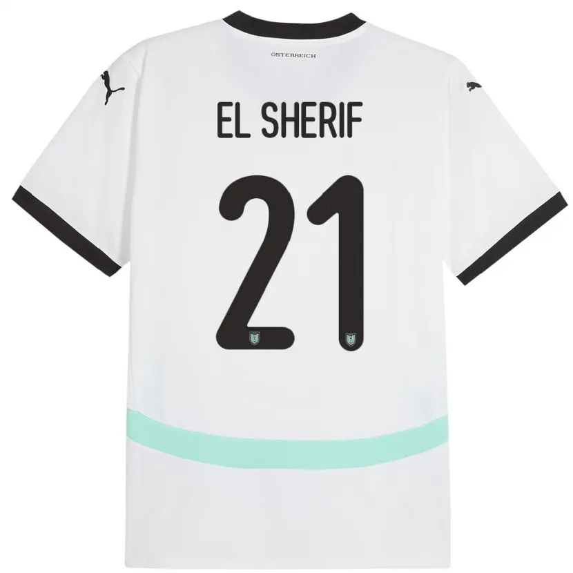 Danxen Mujer Camiseta Austria Mariella El Sherif #21 Blanco 2ª Equipación 24-26 La Camisa México