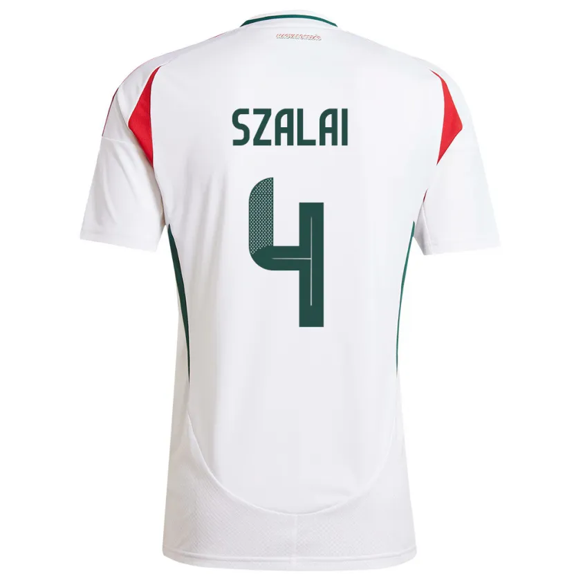 Danxen Mujer Camiseta Hungría Attila Szalai #4 Blanco 2ª Equipación 24-26 La Camisa México