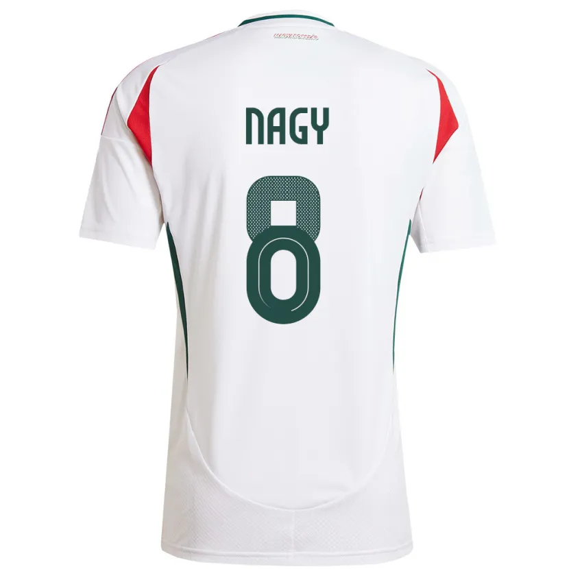 Danxen Mujer Camiseta Hungría Ádám Nagy #8 Blanco 2ª Equipación 24-26 La Camisa México