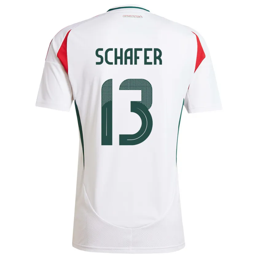 Danxen Mujer Camiseta Hungría András Schäfer #13 Blanco 2ª Equipación 24-26 La Camisa México
