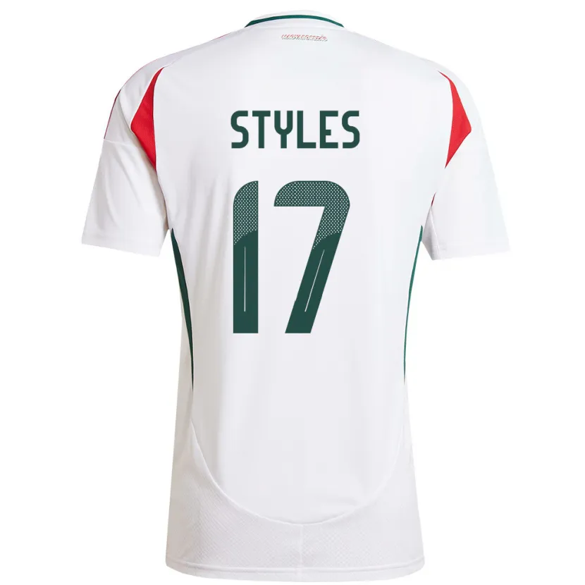 Danxen Mujer Camiseta Hungría Callum Styles #17 Blanco 2ª Equipación 24-26 La Camisa México