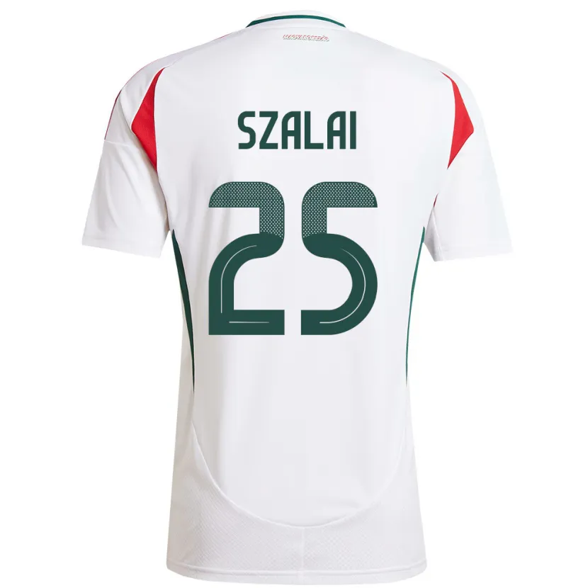 Danxen Mujer Camiseta Hungría Gábor Szalai #25 Blanco 2ª Equipación 24-26 La Camisa México