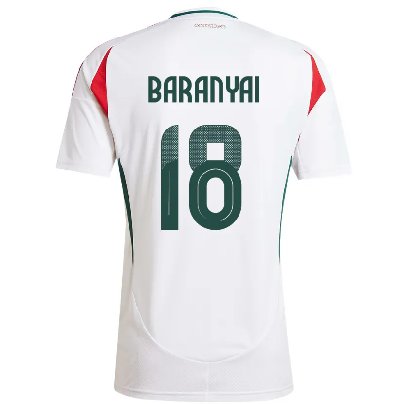 Danxen Mujer Camiseta Hungría Nimród Baranyai #18 Blanco 2ª Equipación 24-26 La Camisa México