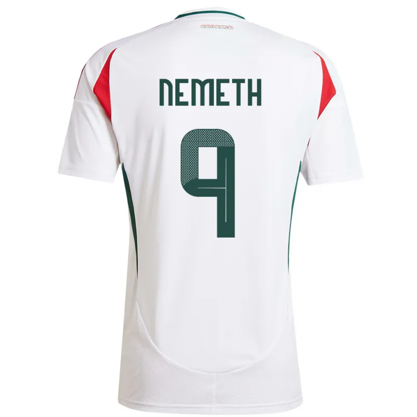 Danxen Mujer Camiseta Hungría András Németh #9 Blanco 2ª Equipación 24-26 La Camisa México