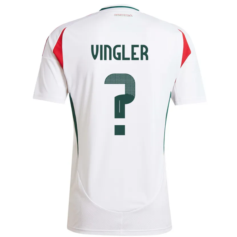 Danxen Mujer Camiseta Hungría László Vingler #0 Blanco 2ª Equipación 24-26 La Camisa México