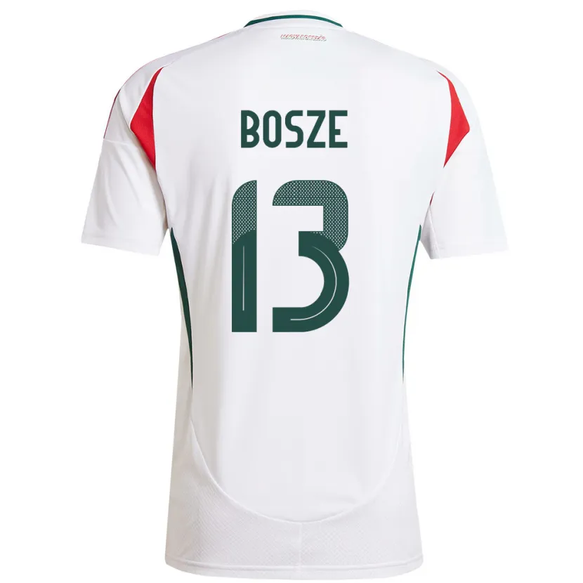 Danxen Mujer Camiseta Hungría Levente Bősze #13 Blanco 2ª Equipación 24-26 La Camisa México