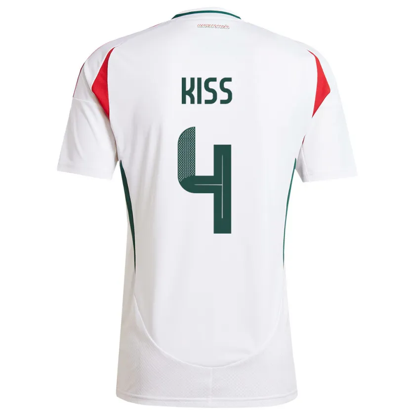 Danxen Mujer Camiseta Hungría Bálint Kiss #4 Blanco 2ª Equipación 24-26 La Camisa México