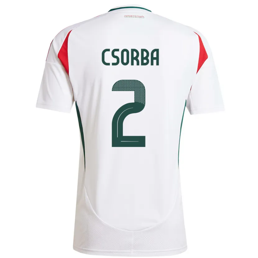 Danxen Mujer Camiseta Hungría Dominik Csorba #2 Blanco 2ª Equipación 24-26 La Camisa México