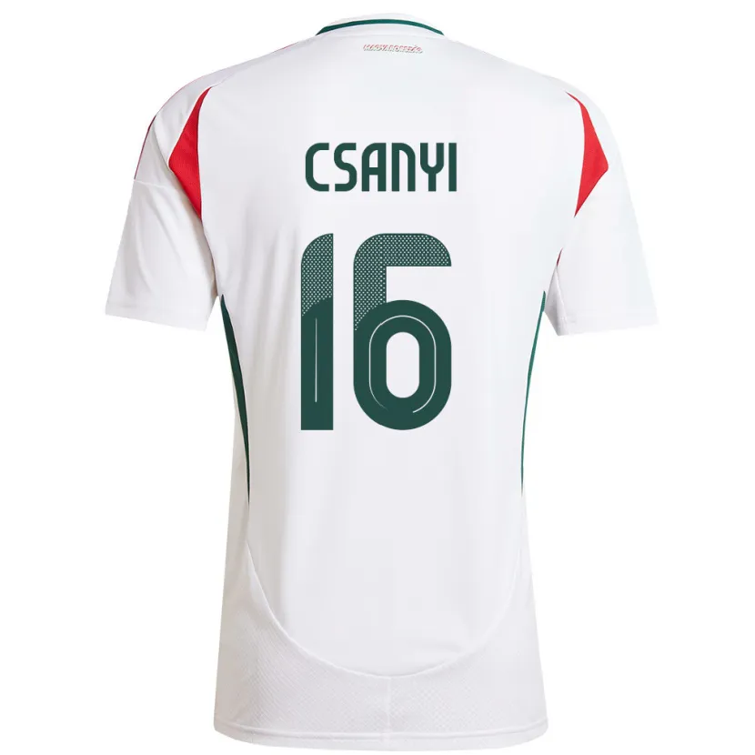 Danxen Mujer Camiseta Hungría Diána Csányi #16 Blanco 2ª Equipación 24-26 La Camisa México