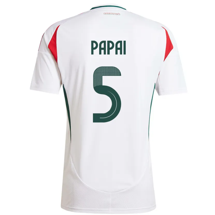 Danxen Mujer Camiseta Hungría Emőke Pápai #5 Blanco 2ª Equipación 24-26 La Camisa México