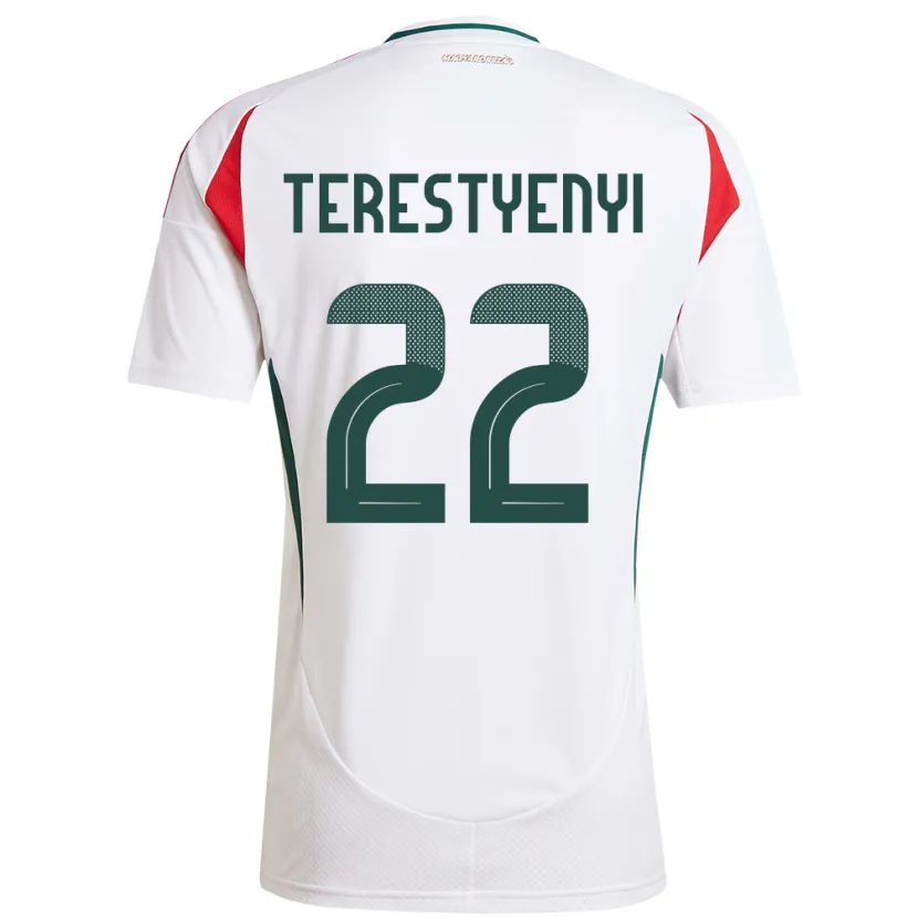 Danxen Mujer Camiseta Hungría Anna Terestyényi #22 Blanco 2ª Equipación 24-26 La Camisa México