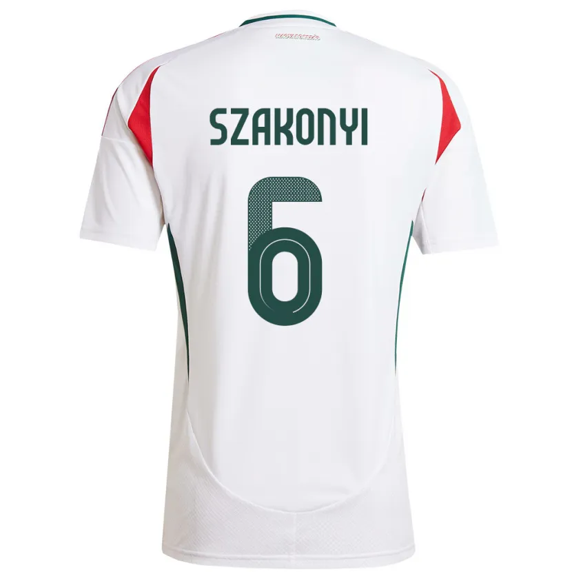 Danxen Mujer Camiseta Hungría Emese Szakonyi #6 Blanco 2ª Equipación 24-26 La Camisa México
