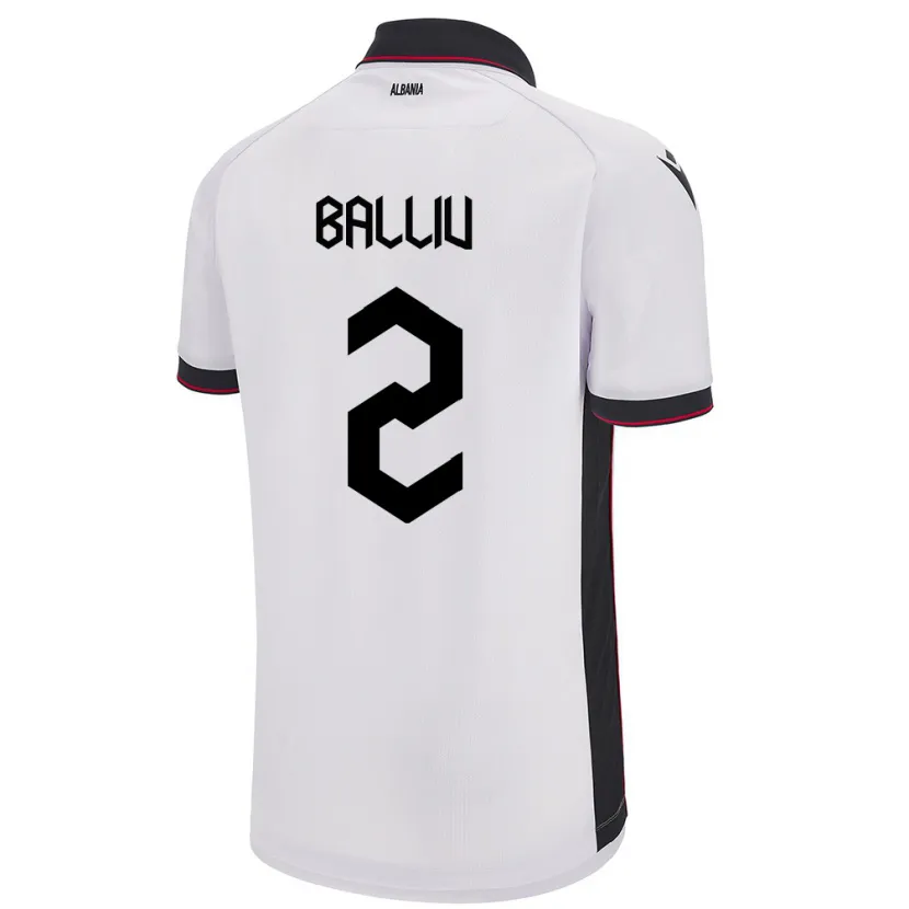 Danxen Mujer Camiseta Albania Iván Balliu #2 Blanco 2ª Equipación 24-26 La Camisa México