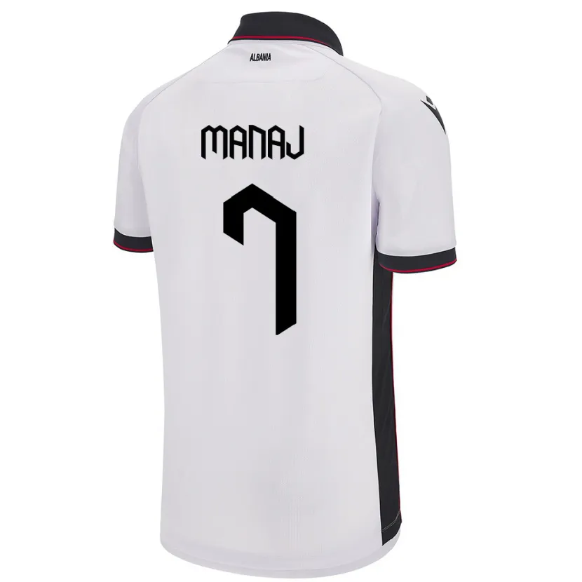 Danxen Mujer Camiseta Albania Rey Manaj #7 Blanco 2ª Equipación 24-26 La Camisa México