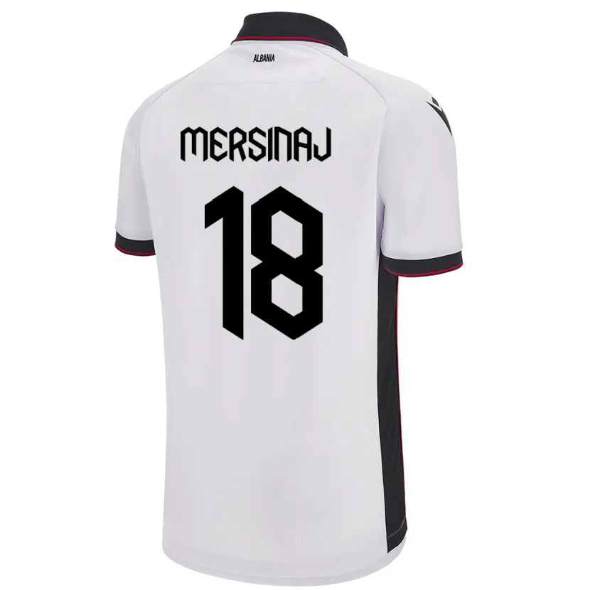 Danxen Mujer Camiseta Albania Jon Mersinaj #18 Blanco 2ª Equipación 24-26 La Camisa México