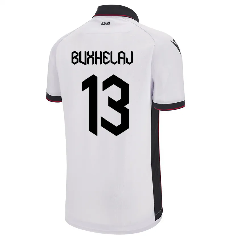 Danxen Mujer Camiseta Albania Paulo Buxhelaj #13 Blanco 2ª Equipación 24-26 La Camisa México