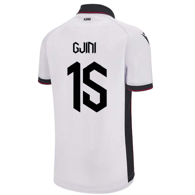 Danxen Mujer Camiseta Albania Elmando Gjini #15 Blanco 2ª Equipación 24-26 La Camisa México