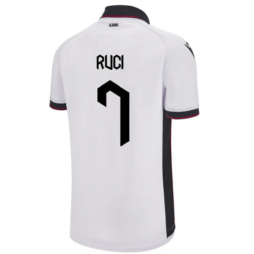 Danxen Mujer Camiseta Albania Flamur Ruci #7 Blanco 2ª Equipación 24-26 La Camisa México