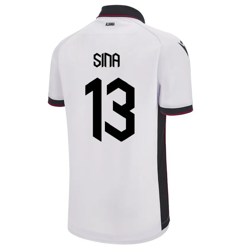 Danxen Mujer Camiseta Albania Samuele Sina #13 Blanco 2ª Equipación 24-26 La Camisa México