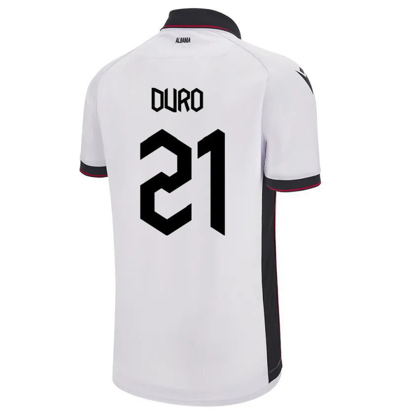 Danxen Mujer Camiseta Albania Dejvi Duro #21 Blanco 2ª Equipación 24-26 La Camisa México