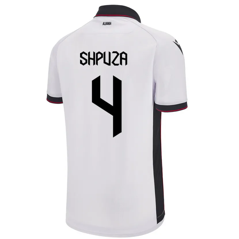 Danxen Mujer Camiseta Albania Kleo Shpuza #4 Blanco 2ª Equipación 24-26 La Camisa México