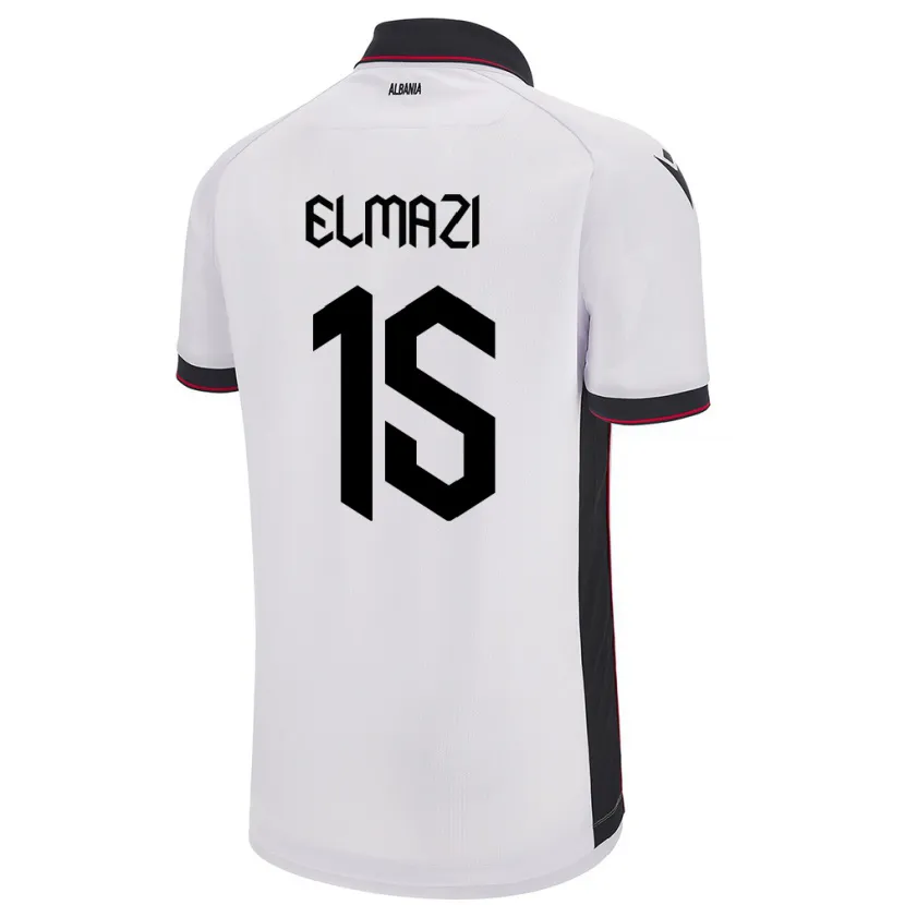 Danxen Mujer Camiseta Albania Enea Elmazi #15 Blanco 2ª Equipación 24-26 La Camisa México