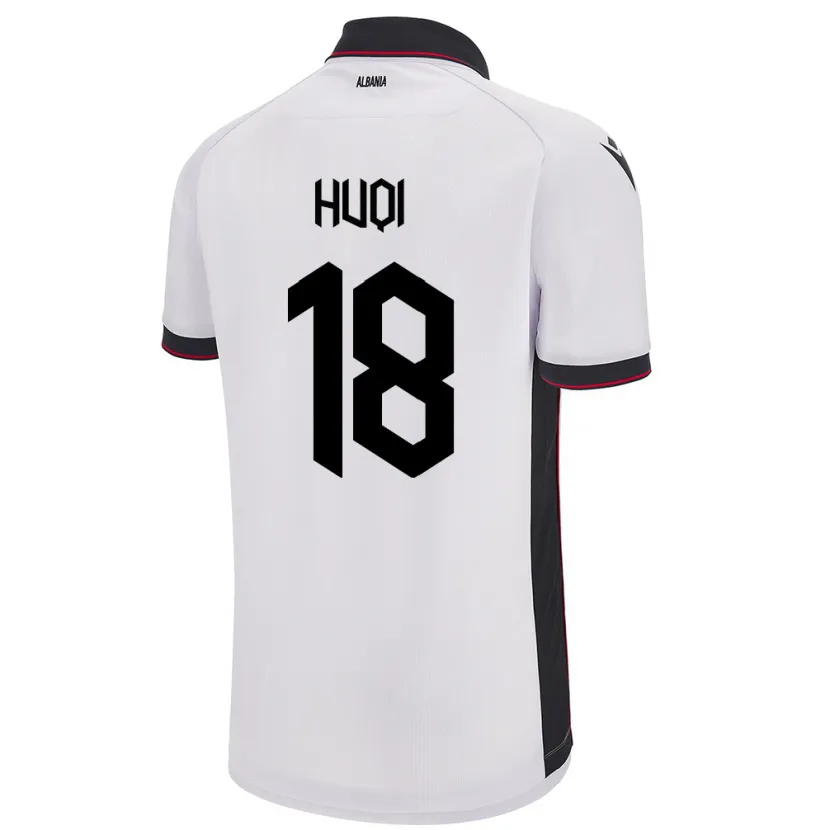 Danxen Mujer Camiseta Albania Mattia Huqi #18 Blanco 2ª Equipación 24-26 La Camisa México