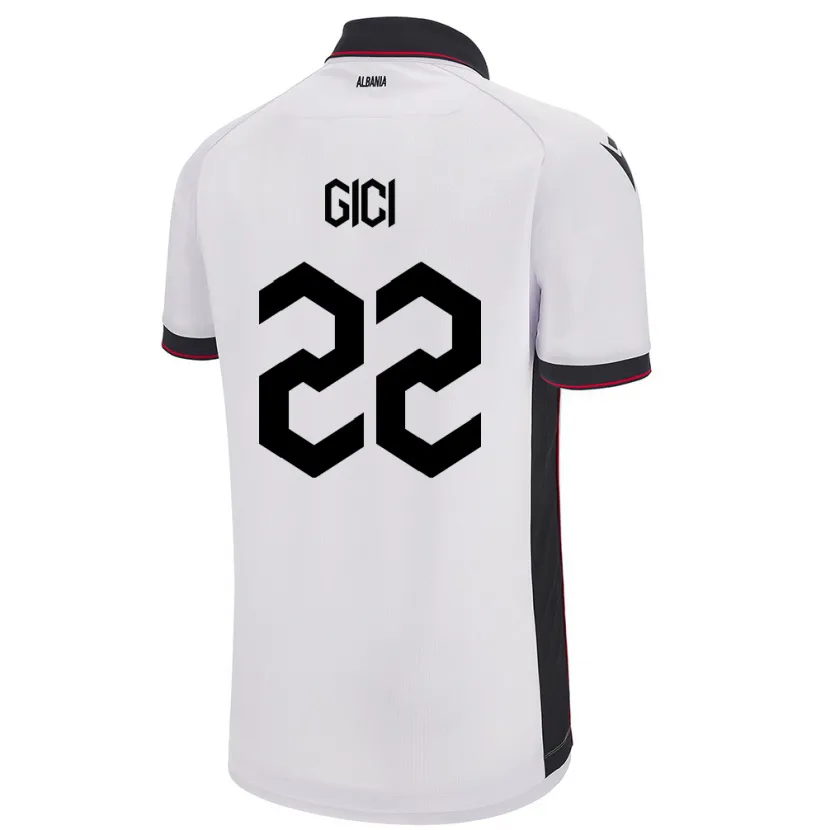 Danxen Mujer Camiseta Albania Matias Gici #22 Blanco 2ª Equipación 24-26 La Camisa México