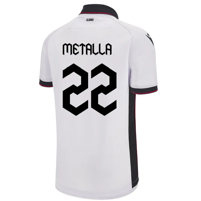 Danxen Mujer Camiseta Albania Mikaela Metalla #22 Blanco 2ª Equipación 24-26 La Camisa México