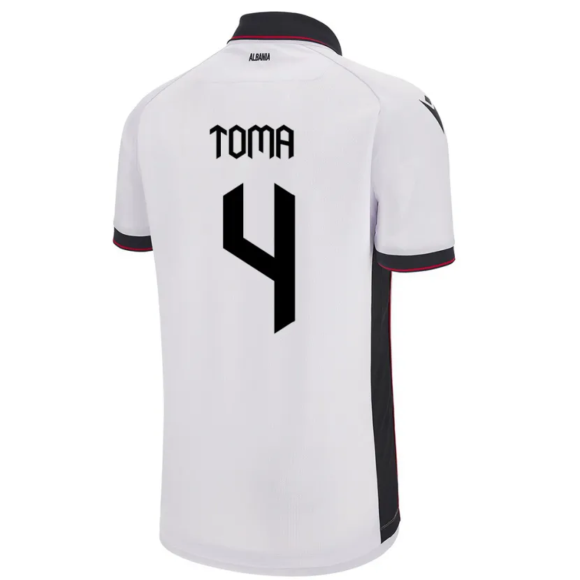 Danxen Mujer Camiseta Albania Stella Toma #4 Blanco 2ª Equipación 24-26 La Camisa México
