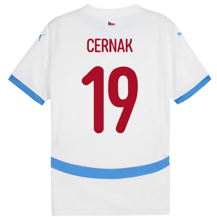 Danxen Mujer Camiseta Chequia Michal Cernak #19 Blanco 2ª Equipación 24-26 La Camisa México