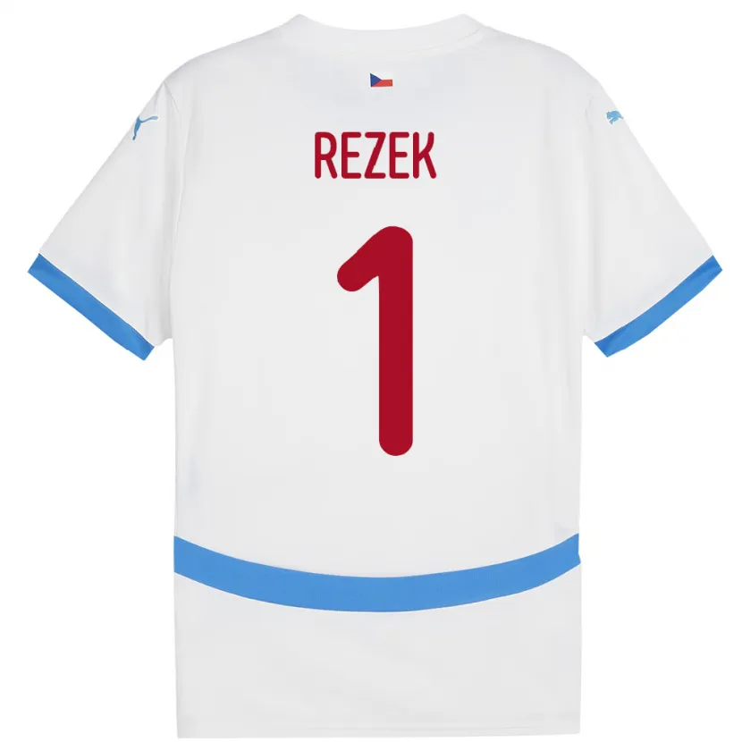 Danxen Mujer Camiseta Chequia Adam Rezek #1 Blanco 2ª Equipación 24-26 La Camisa México