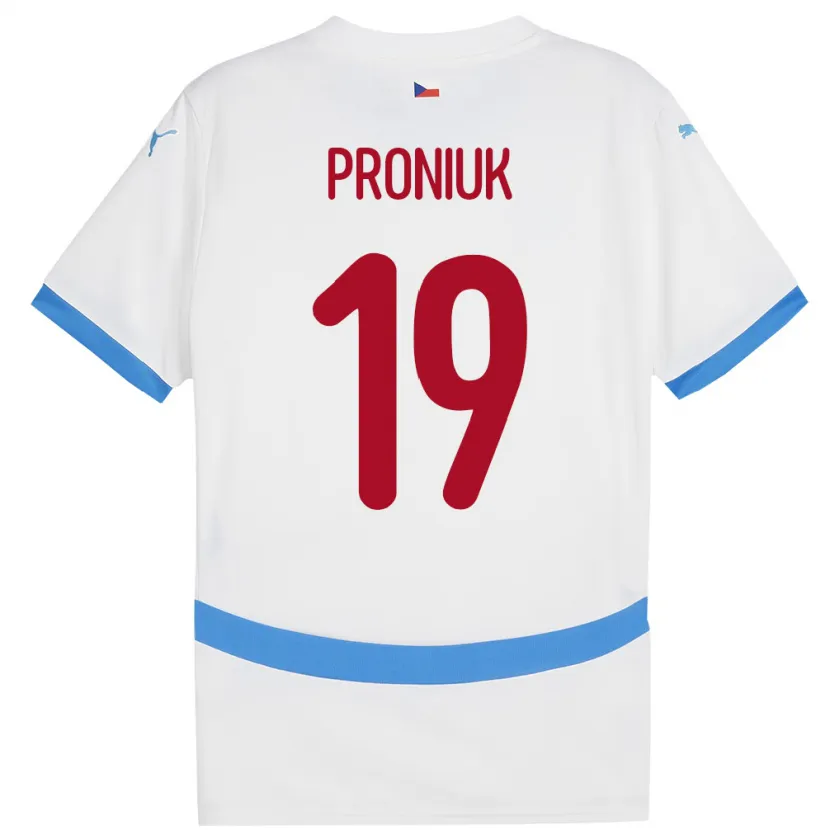 Danxen Mujer Camiseta Chequia Adam Proniuk #19 Blanco 2ª Equipación 24-26 La Camisa México