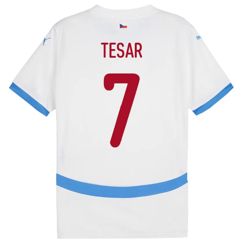 Danxen Mujer Camiseta Chequia Simon Tesar #7 Blanco 2ª Equipación 24-26 La Camisa México