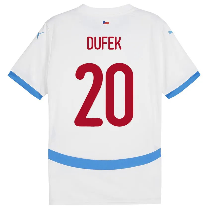 Danxen Mujer Camiseta Chequia Jakub Dufek #20 Blanco 2ª Equipación 24-26 La Camisa México