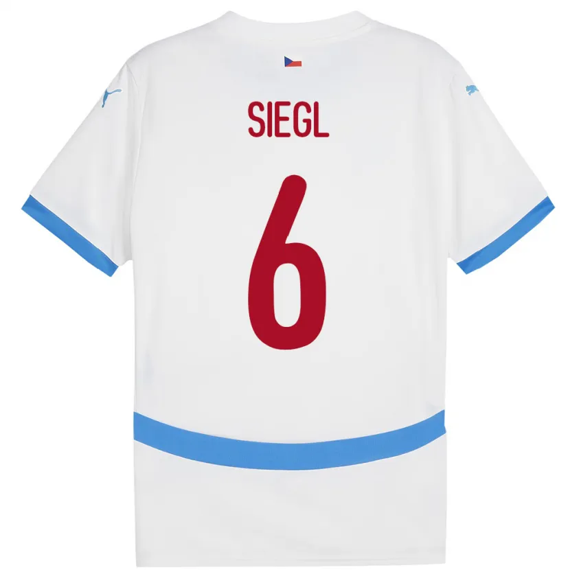 Danxen Mujer Camiseta Chequia Patrik Siegl #6 Blanco 2ª Equipación 24-26 La Camisa México