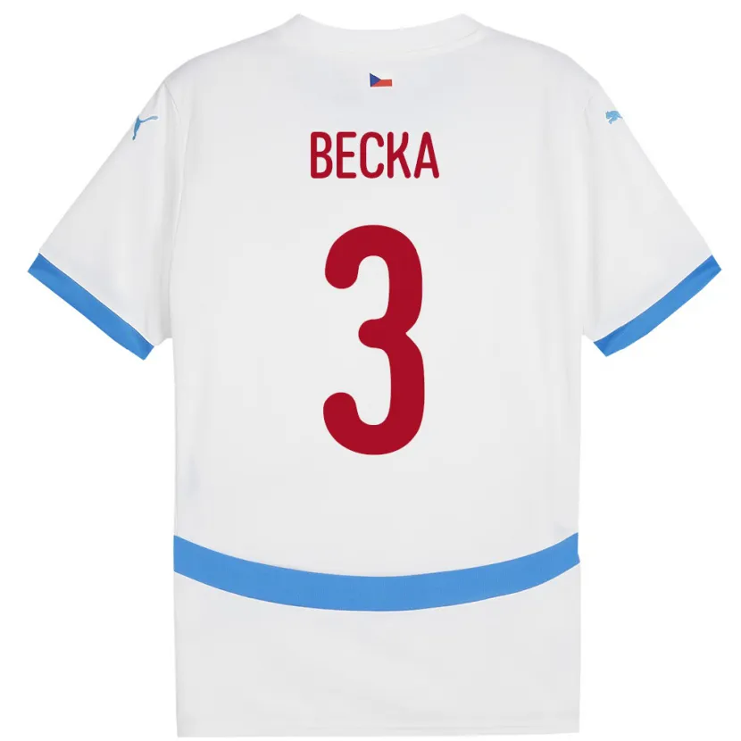 Danxen Mujer Camiseta Chequia Patrik Becka #3 Blanco 2ª Equipación 24-26 La Camisa México