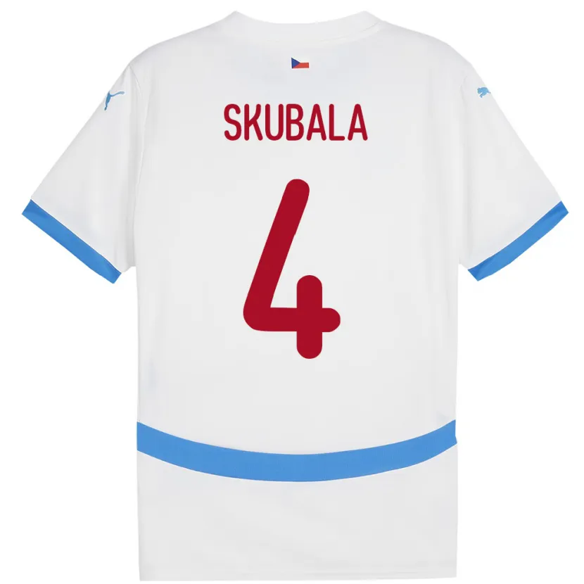 Danxen Mujer Camiseta Chequia Tomas Skubala #4 Blanco 2ª Equipación 24-26 La Camisa México