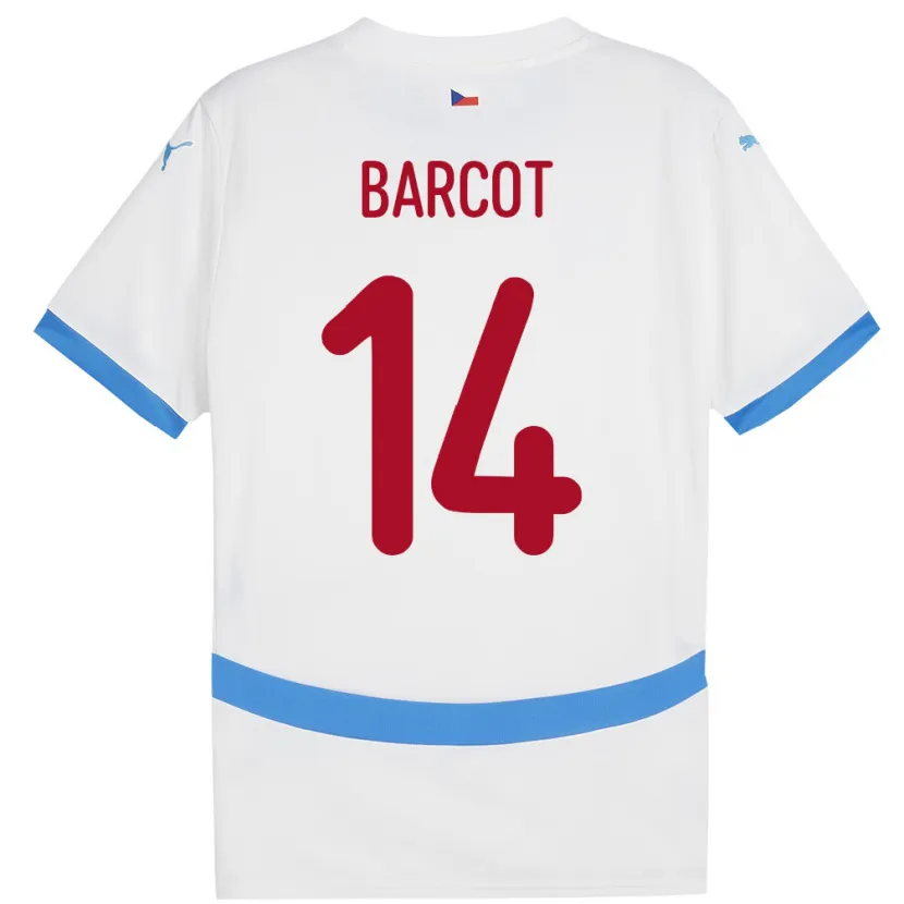 Danxen Mujer Camiseta Chequia David Barcot #14 Blanco 2ª Equipación 24-26 La Camisa México