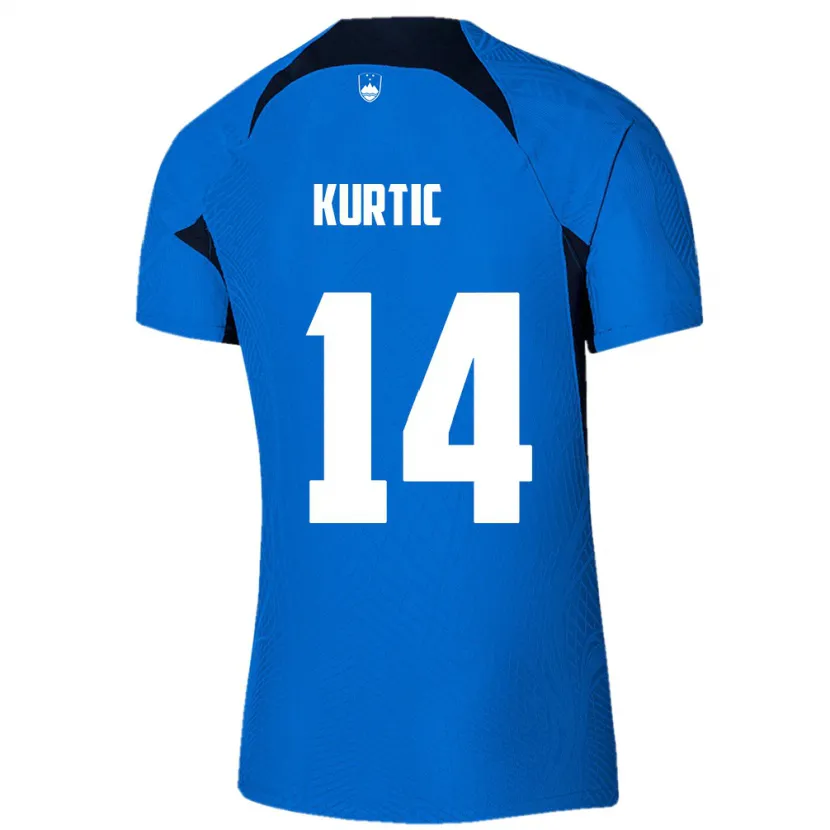 Danxen Mujer Camiseta Eslovenia Jasmin Kurtic #14 Azul 2ª Equipación 24-26 La Camisa México