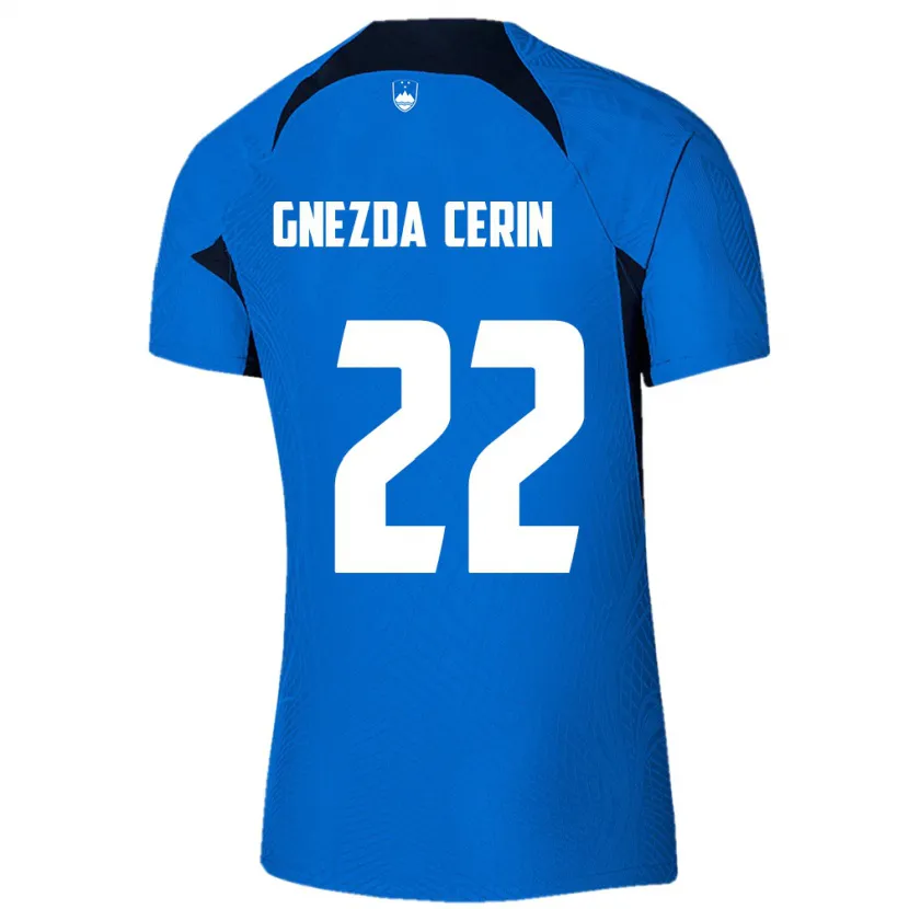 Danxen Mujer Camiseta Eslovenia Adam Gnezda Cerin #22 Azul 2ª Equipación 24-26 La Camisa México