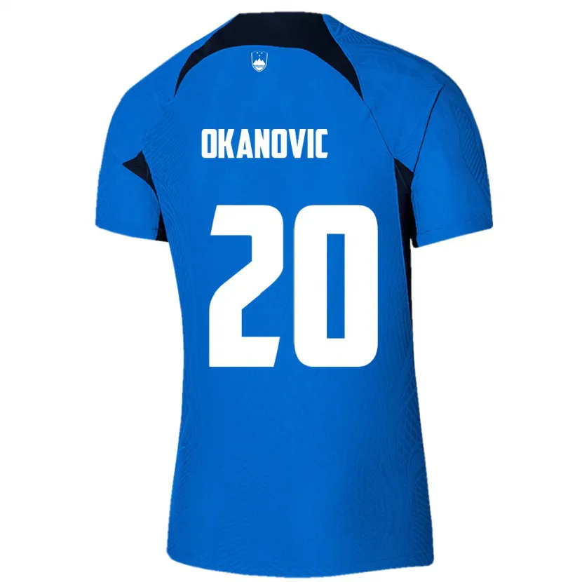 Danxen Mujer Camiseta Eslovenia Deen Okanovic #20 Azul 2ª Equipación 24-26 La Camisa México