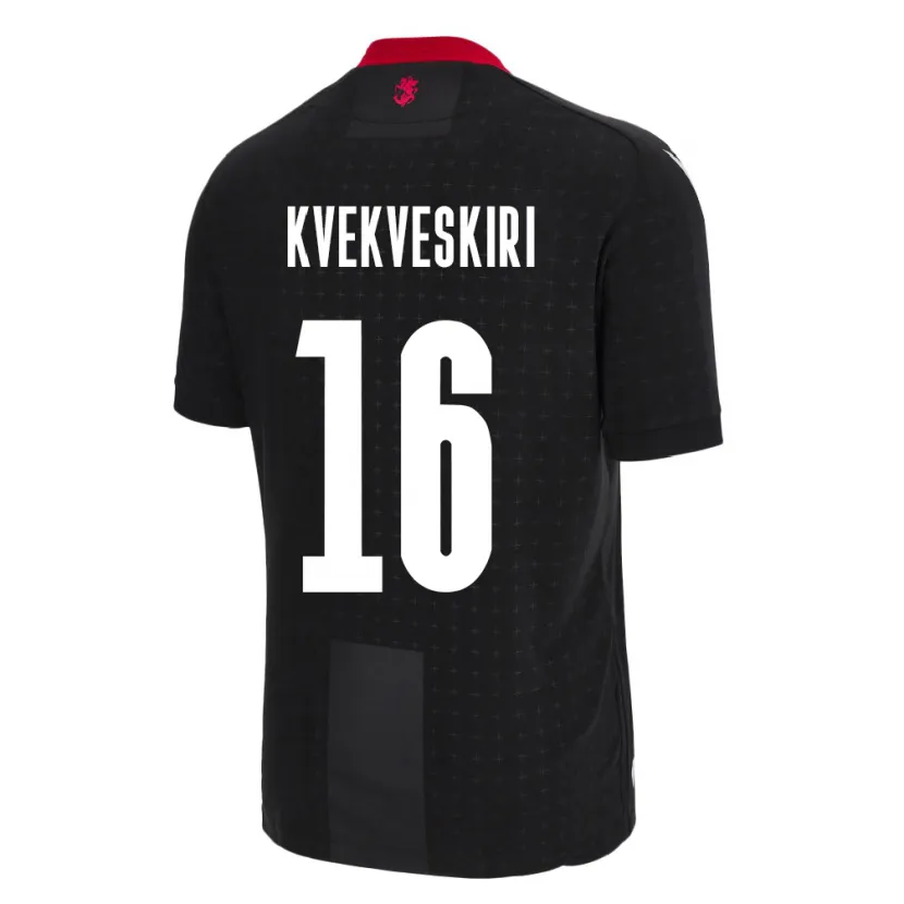 Danxen Mujer Camiseta Georgia Nika Kvekveskiri #16 Negro 2ª Equipación 24-26 La Camisa México