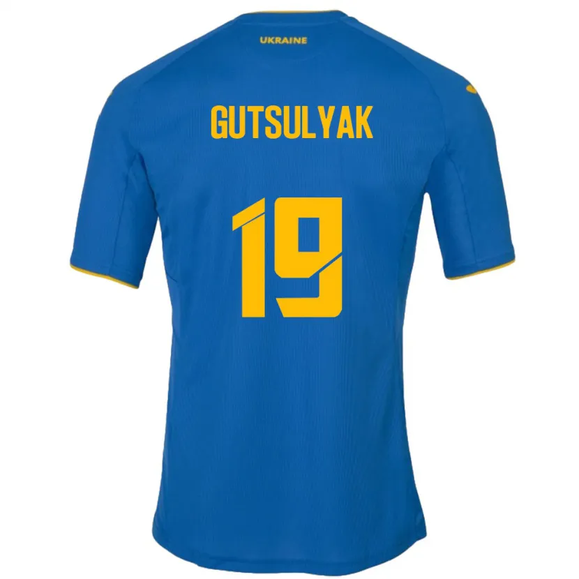 Danxen Mujer Camiseta Ucrania Oleksiy Gutsulyak #19 Azul 2ª Equipación 24-26 La Camisa México